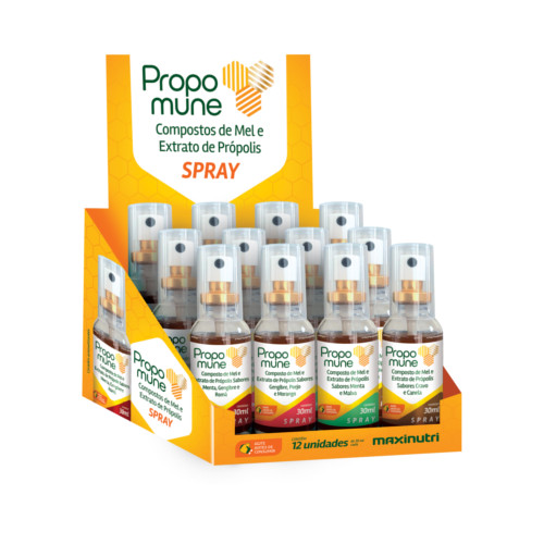 *PROPOMUNE MEL E PROPOLIS CRAVO/MENTA/ GENGIBRE/ROMA C/12UN SPRAY 30ML - MAXINUTRI