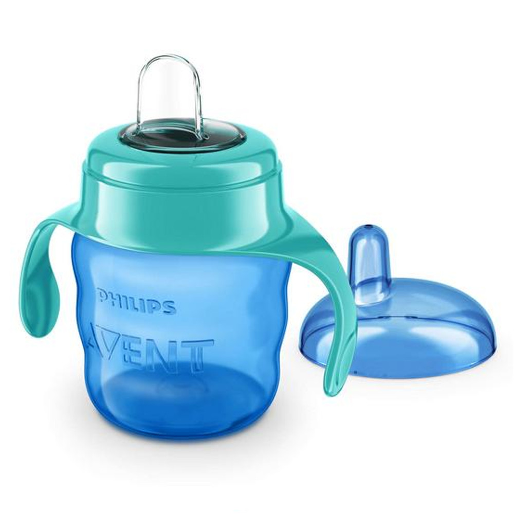 COPO EASY BICO SILICONE TAMPA E ALCA 6M+ AZUL 200ML SCF551/05 - AVENT