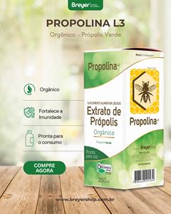 PROPOLINA L3 EXTRATO DE PROPOLIS VERDE ORGANICO SOLUÇÃO 250ML - BREYER