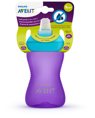 COPO DE TRANSICAO E BICO SILICONE 9M+ ROXO E AZUL 300ML SCF802/02 - AVENT