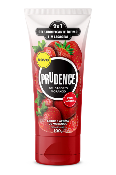 GEL LUBRIFICANTE INTIMO E MASSAGEM 2X1 SABOR E AROMA MORANGO 100G PRUDENCE - DKT