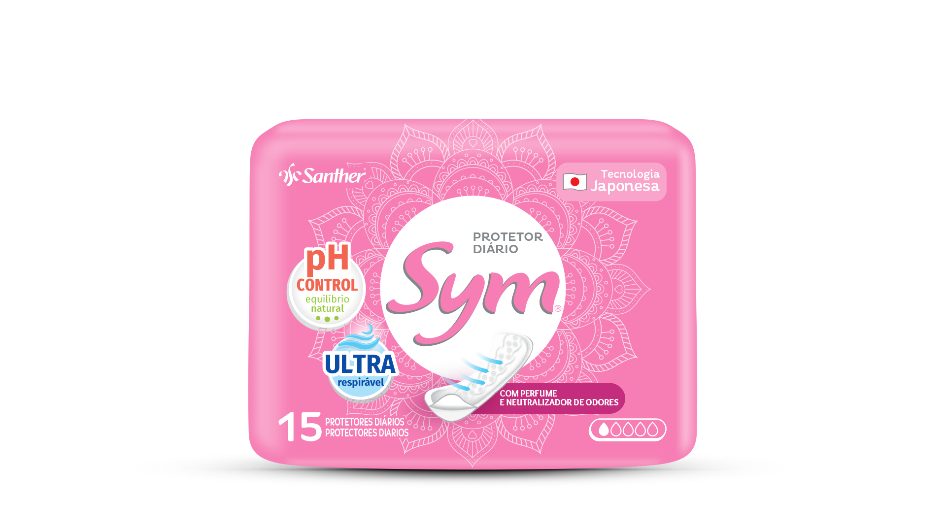 PROTETOR DIARIO SYM COM PERFUME 15UN - SANTHER