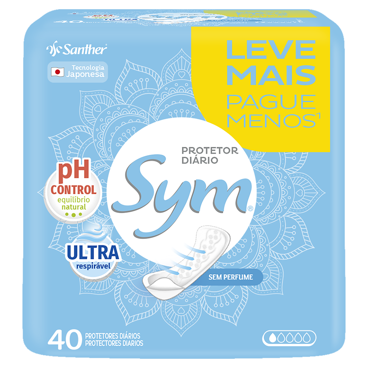 PROTETOR DIARIO SYM SEM PERFUME 40UN - SANTHER