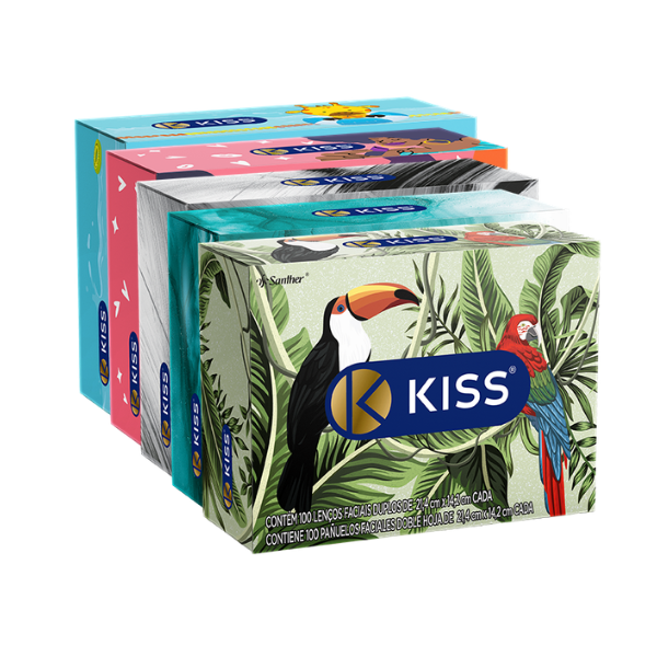LENCO DE PAPEL KISS FOLHA DUPLA FACIAL CAIXAS COM 100FL 21,4X14,2CM - SANTHER