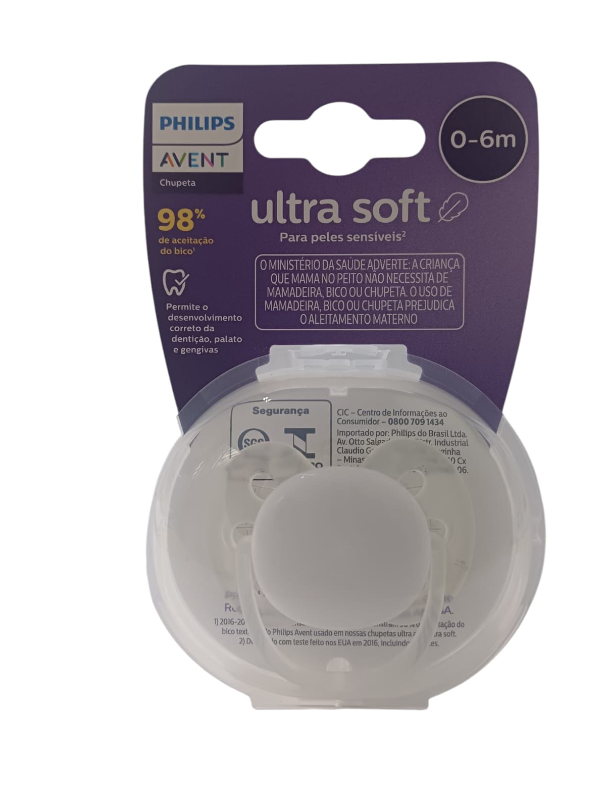 CHUPETA ULTRA SOFT LISA 0-6M 1UN BRANCA SCF092/01 - AVENT