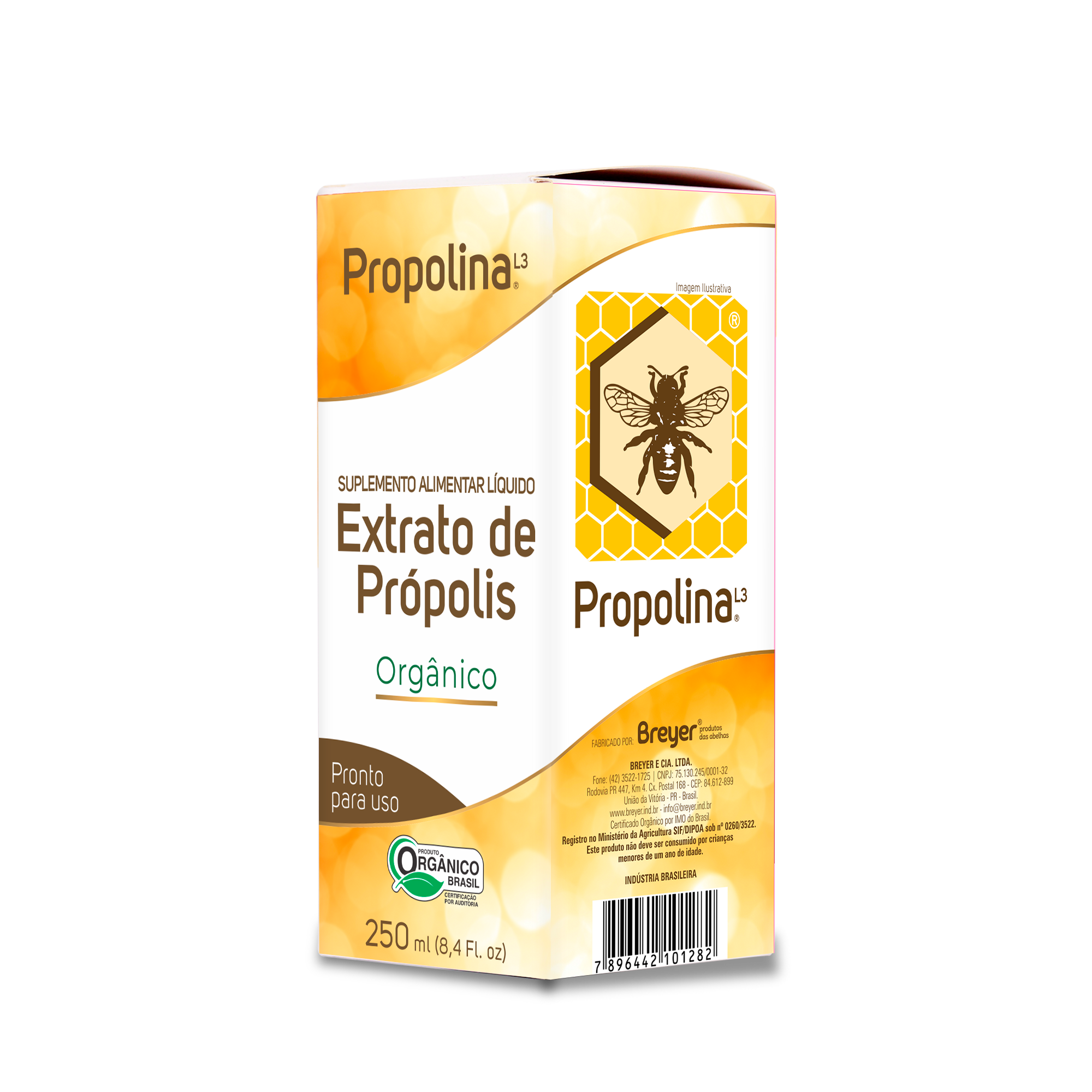 PROPOLINA L3 EXTRATO PROPOLIS MARROM ORGANICO SOLUÇÃO 250ML - BREYER