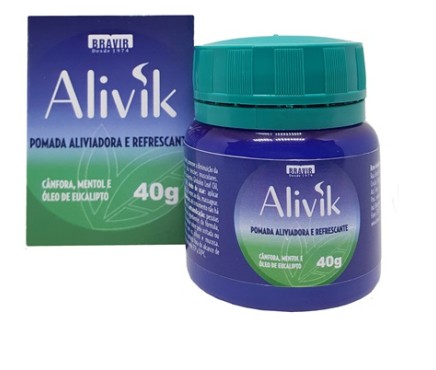 ALIVIK POMADA ALICIADORA E REFRESCANTE CANFORA, MENTOL, EUCALIPTO 40G - BRAVIR