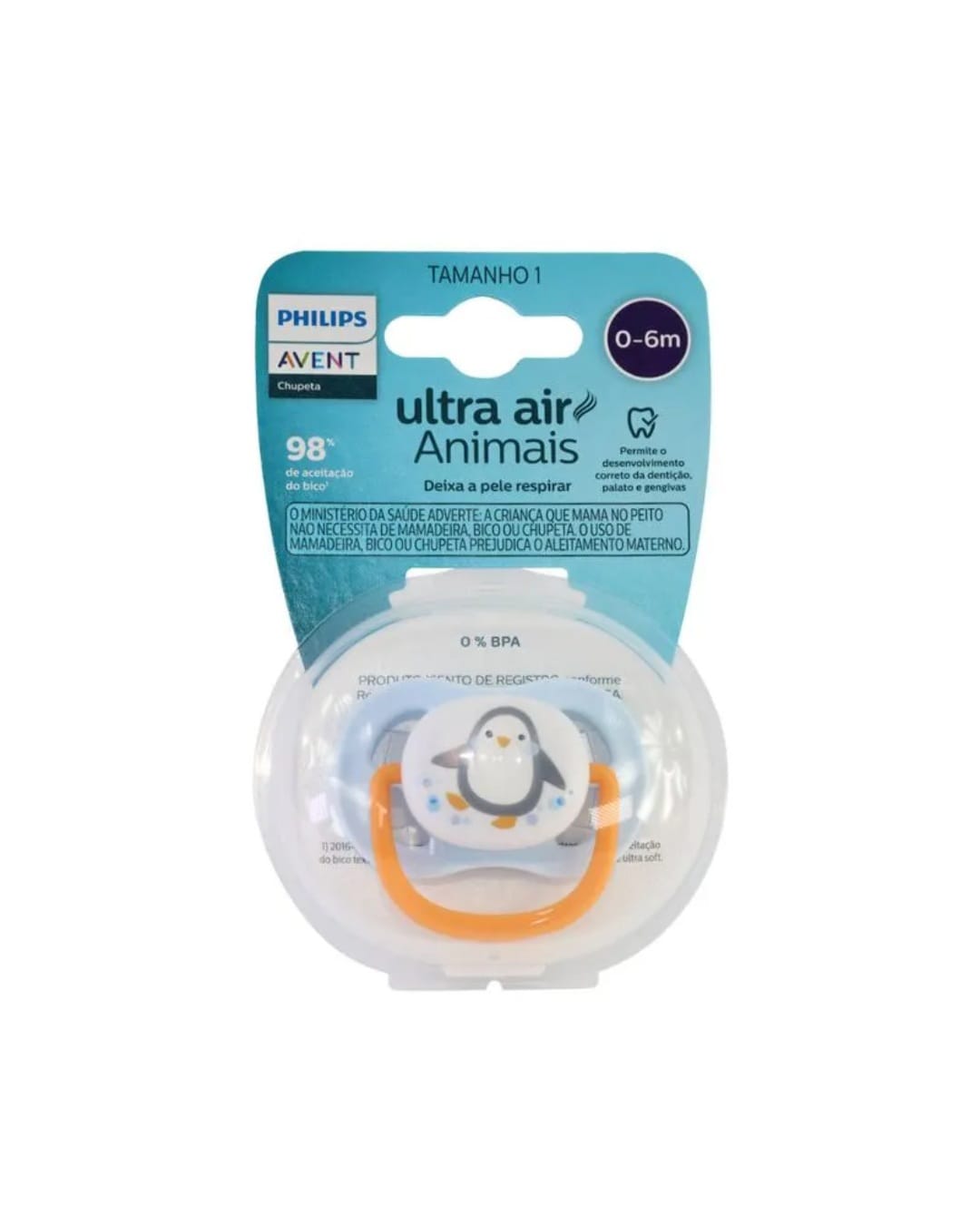 CHUPETA ULTRA AIR DEC 0-6M 1UN PINGUIM AZUL SCF081/03 - AVENT