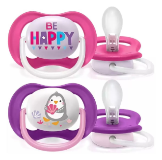 CHUPETA ULTRA AIR DEC 6-18M 2UN BE HAPPY /PINGUIM SCF080/22 - AVENT