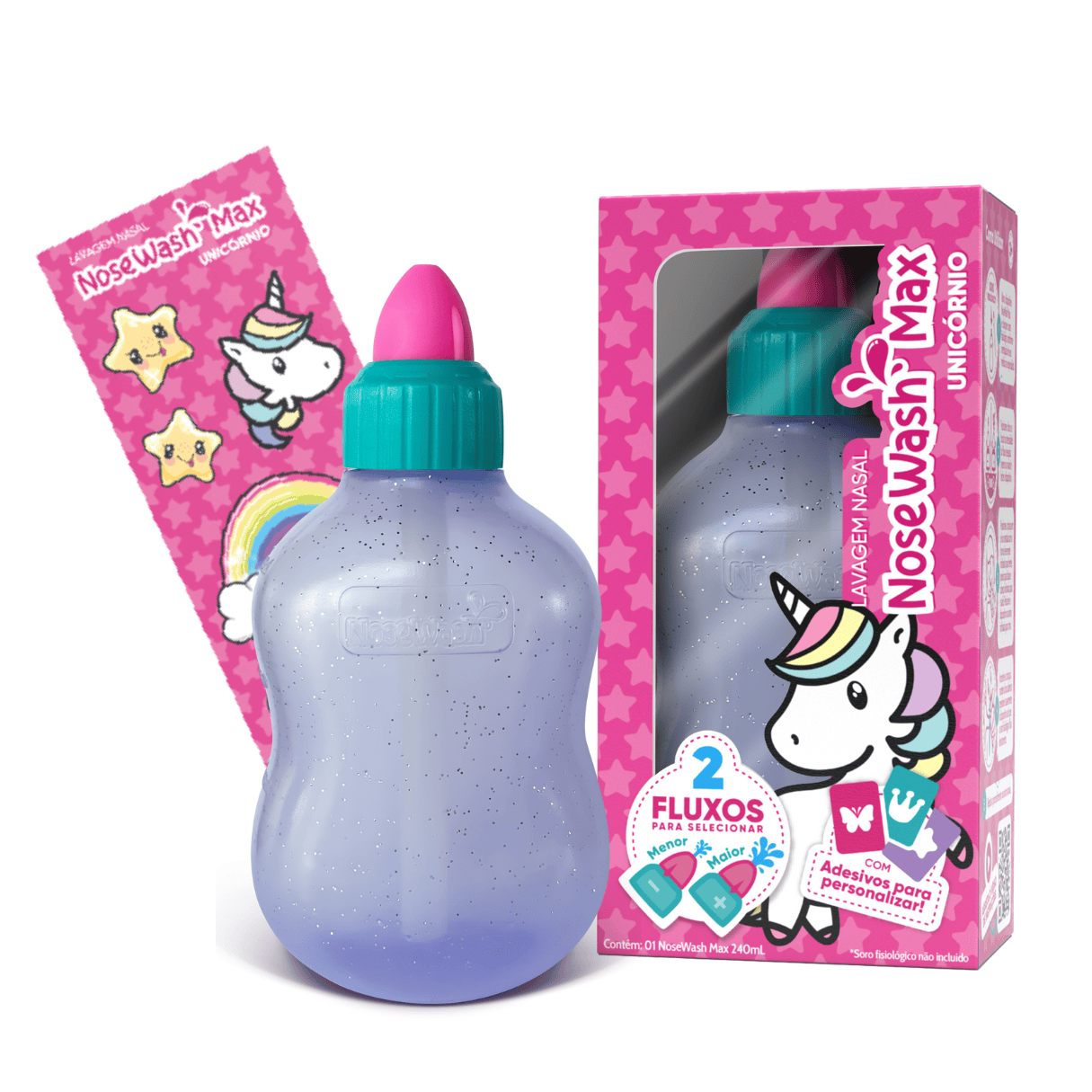 DISPOSITIVO PARA LAVAGEM NASAL UNICORNIO LILAS 240ML NOSEWASH - AGPMED