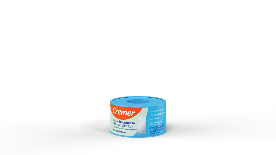 FITA MICROPOROSA 2,5CMX4,5M BRANCA UN HIPOALERGICA - CREMER