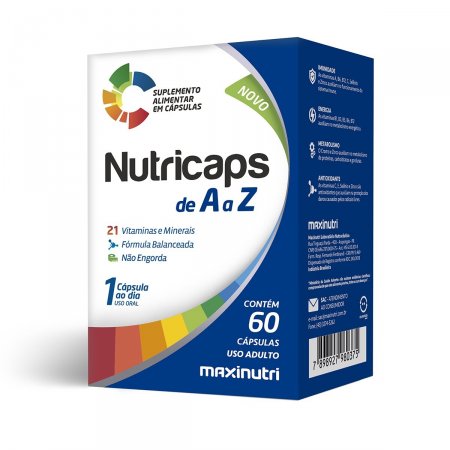 NUTRICAPS A-Z 60 CAPSULAS 21 VITAMINAS E MINERAIS -  MAXINUTRI