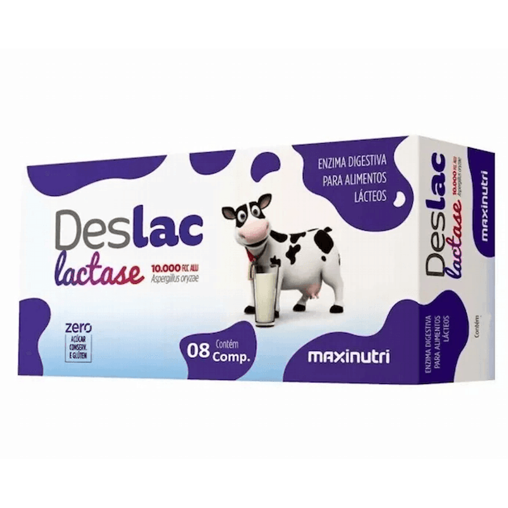 DESLAC LACTASE 10.000 UFCC 8 COMPRIMIDO MASTIGAVEL - MAXINUTRI