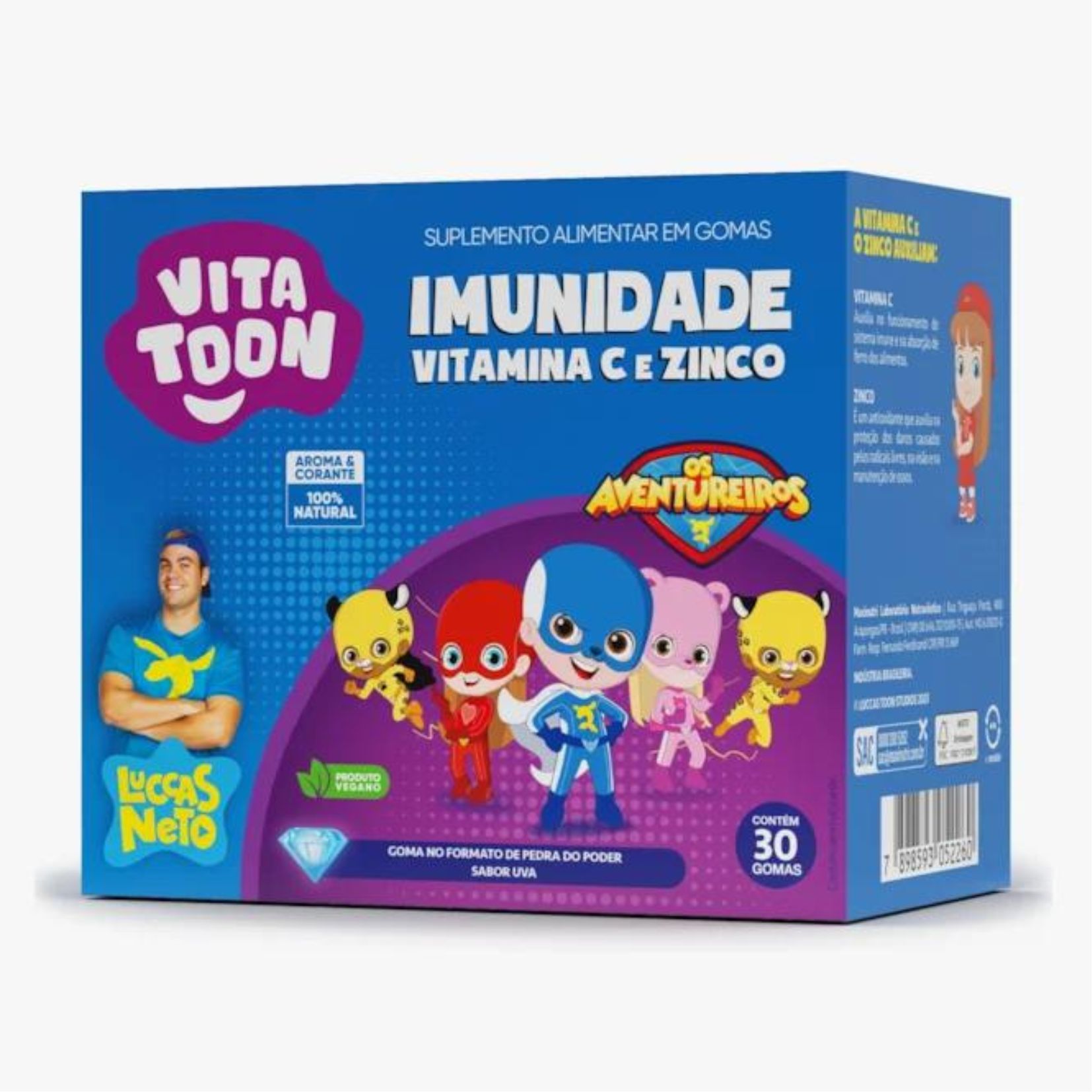 VITATOON VITAMINA C ZINCO GOMAS 30UN IMUNIDADE UVA LUCCAS NETO - MAXINUTRI