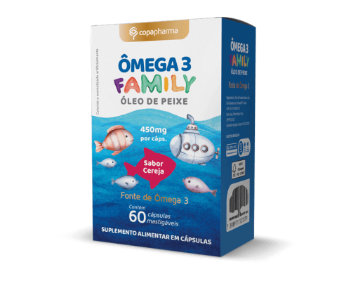 OMEGA 3 450MG FAMILY 60 CAPSULAS MASTIGAVEL SABOR CEREJA - COPAPHARMA