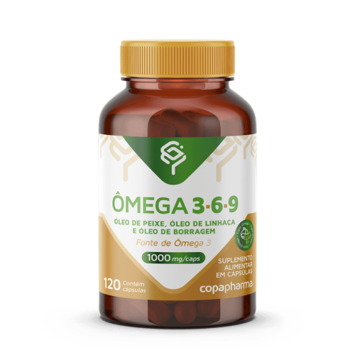 *OMEGA 3-6-9 TRIPLO 1000MG 120 CAPSULAS- OLEO PEIXE, LINHACA, BORRAGEM - COPAPHARMA