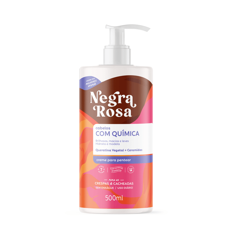*CREME PARA PENTEAR CABELOS COM QUIMICA 500ML - NEGRA ROSA