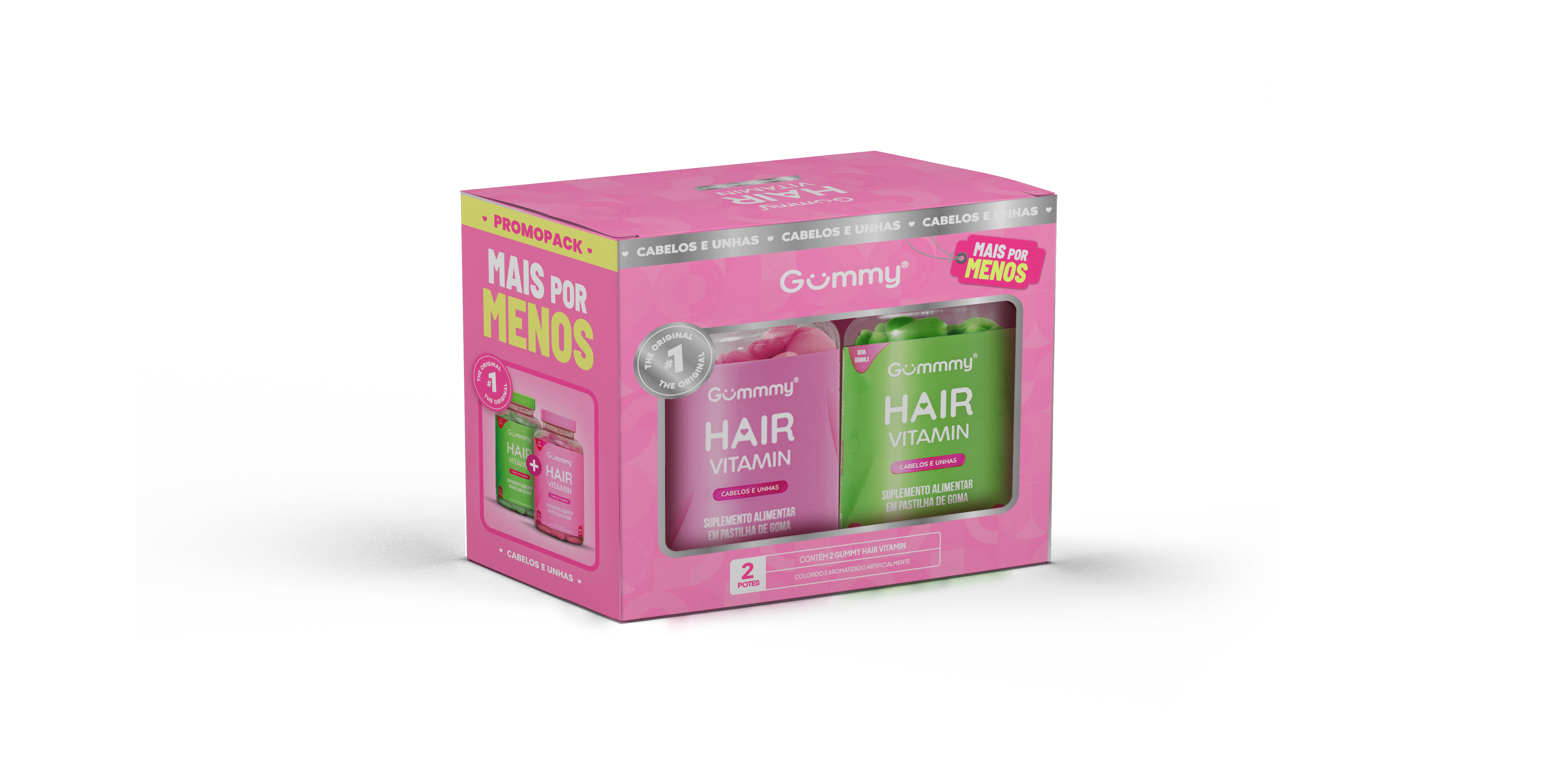 GUMMY COMBO MAÇÃ VERDE + TUTTI FRUTTI GOMAS 60UN CADA CABELO, PELE E UNHA - NUTRIN
