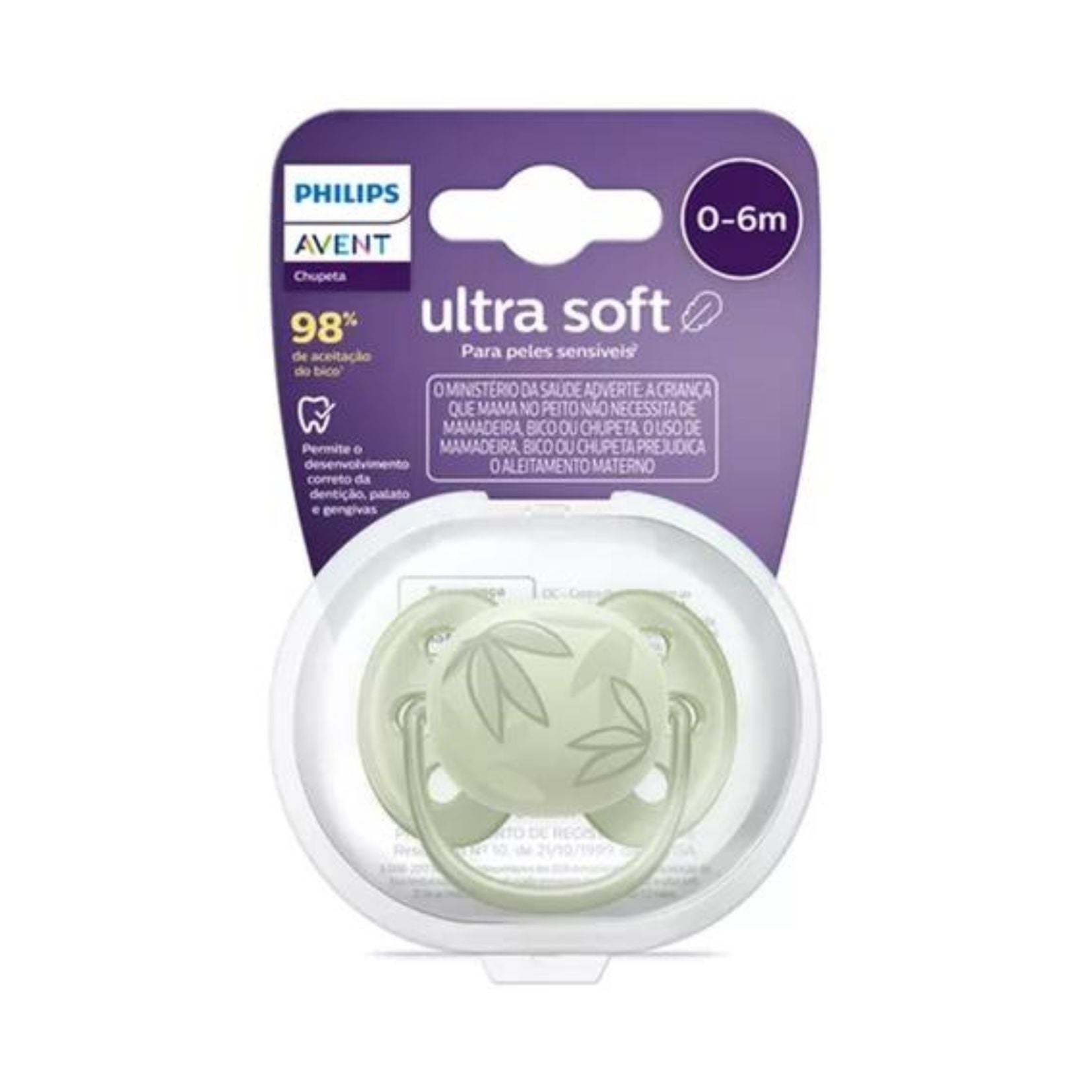 CHUPETA ULTRA SOFT DEC 0-6M 1UN FOLHAS VERDE SCF092/02 - AVENT