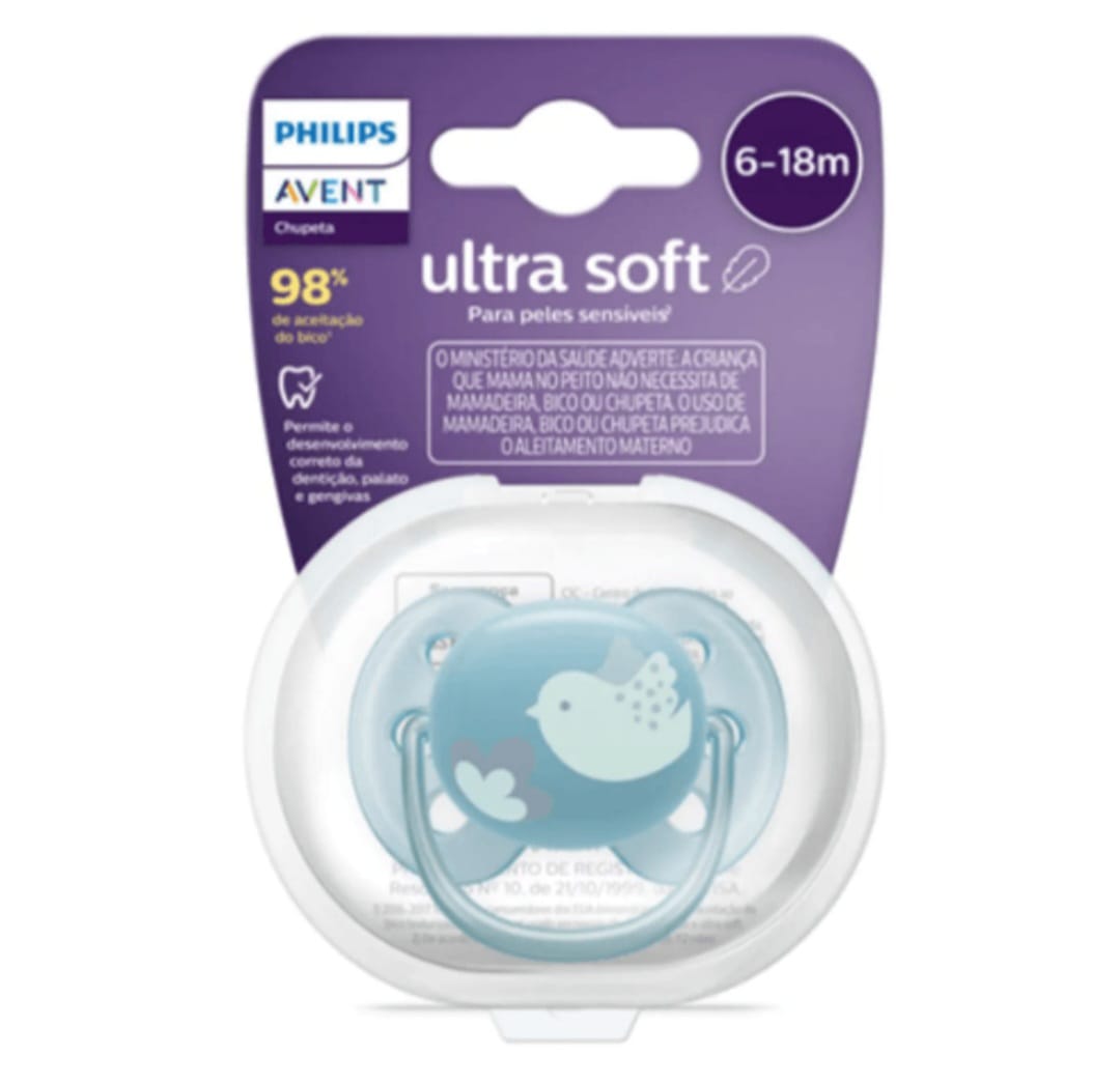 CHUPETA ULTRASOFT DEC 6-18M 1UN PASSARO AZUL SCF092/04 - AVENT