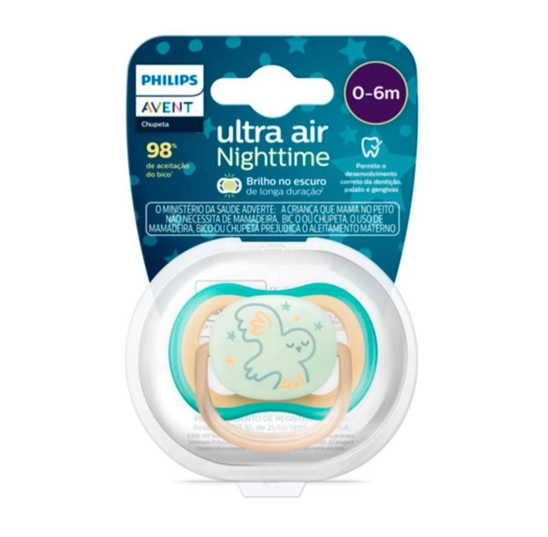 CHUPETA ULTRA AIR NIGHTTIME DEC 0-6M 1UN PASSARO BEGE SCF377/01 - AVENT