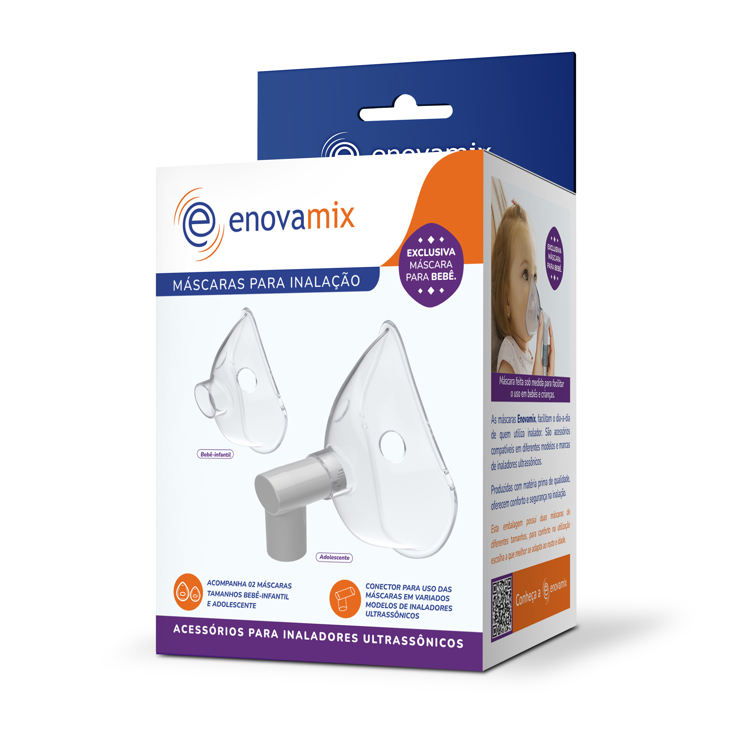 MASCARA COM ADAPTADOR 2 TAMANHOS BEBE/INANTIL - ENOVAMIX