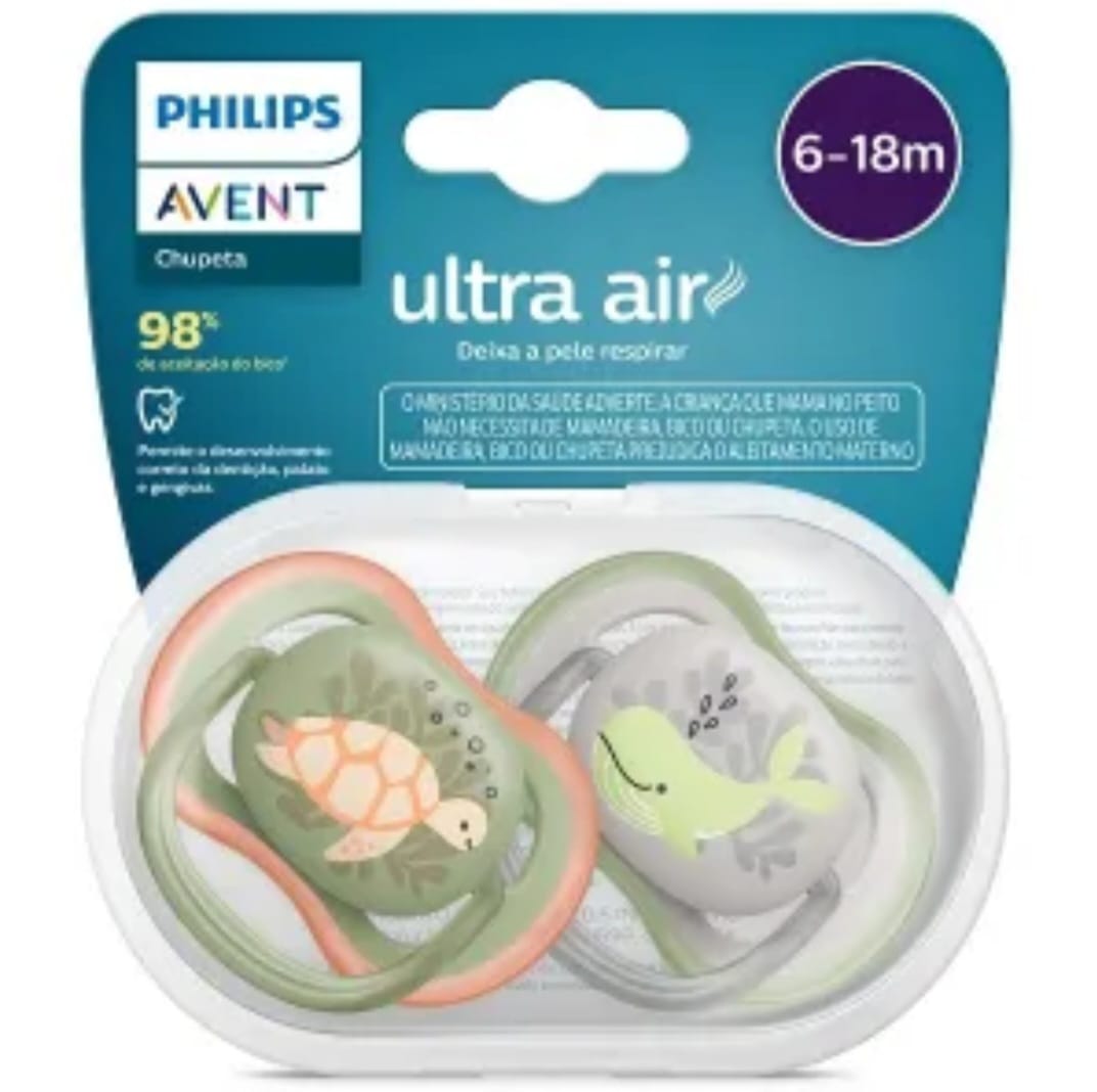 CHUPETA ULTRA AIR DEC 6-18M 2UN BALEIA/ TARTARUGA SCF085/60 - AVENT