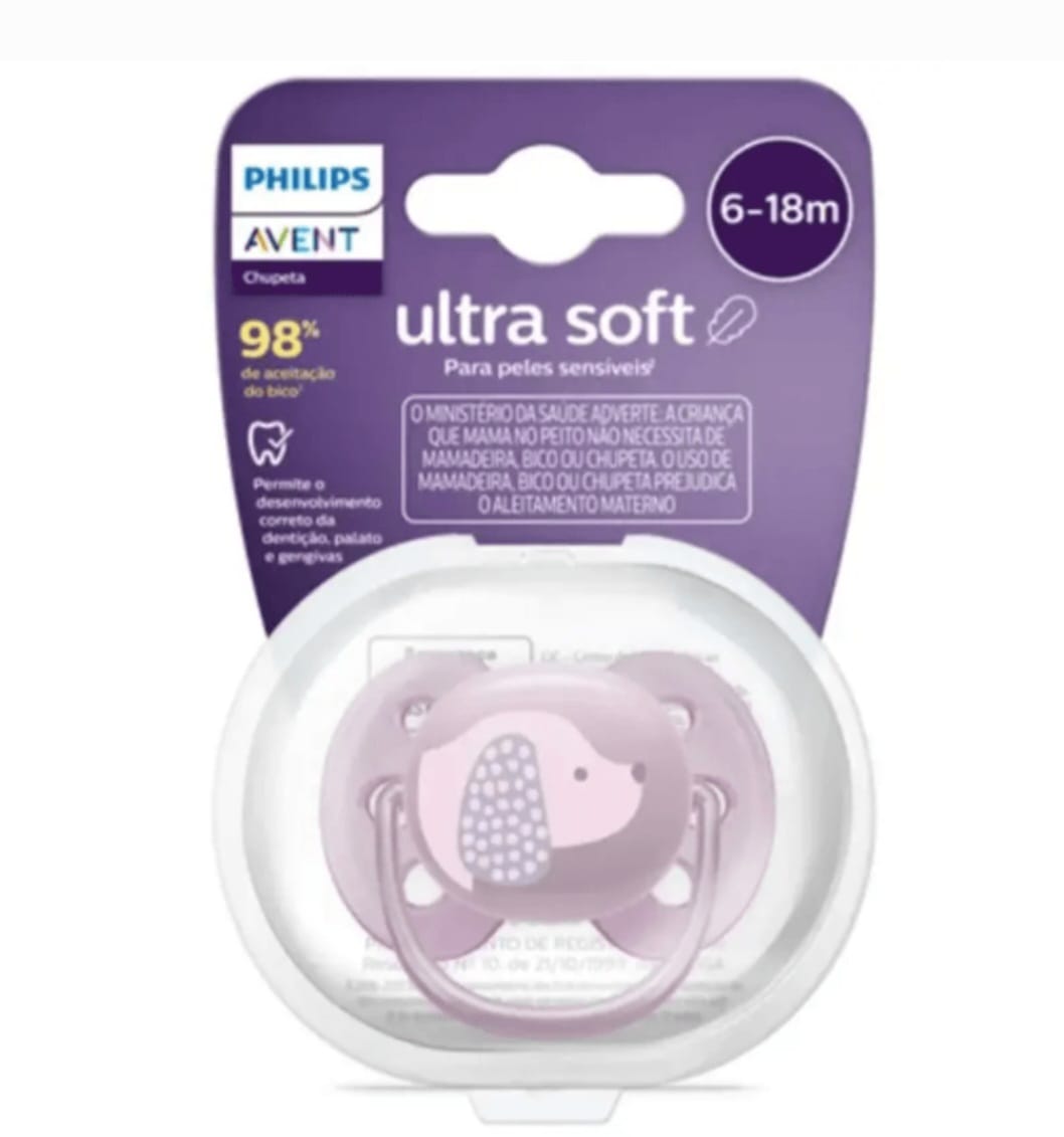 CHUPETA ULTRA SOFT DEC 6-18M CACHORRO ROXO 1UN SCF092/05 - AVENT