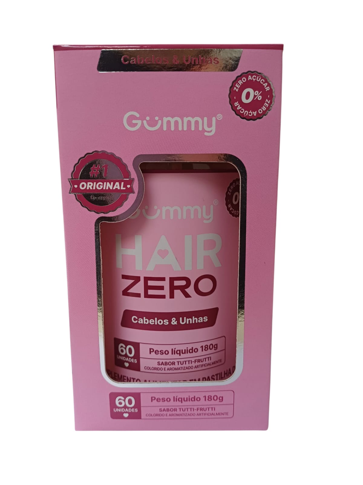 GUMMY HAIR ZERO SABOR TUTTI FRUTTI GOMAS 60UN - NUTRIN GROUP