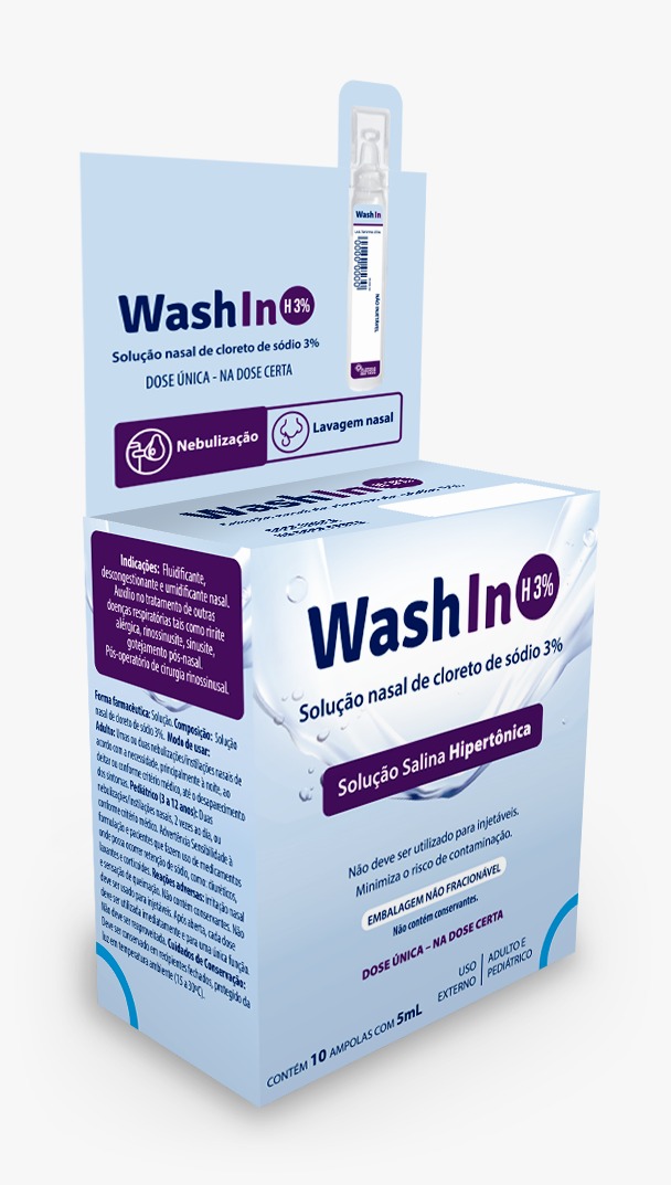 WASH IN SOL NASAL 3% AMPOLAS 10UN 5ML CADA CLORETO DE SÓDIO - ADV