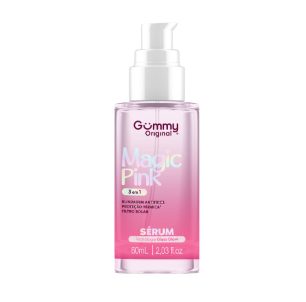 SERUM 3EM1 MAGIC PINK GLASS GLOW 60ML BLINDAGEM ANTIFRIZZ PROTECAO GUMMY - NUTRIN
