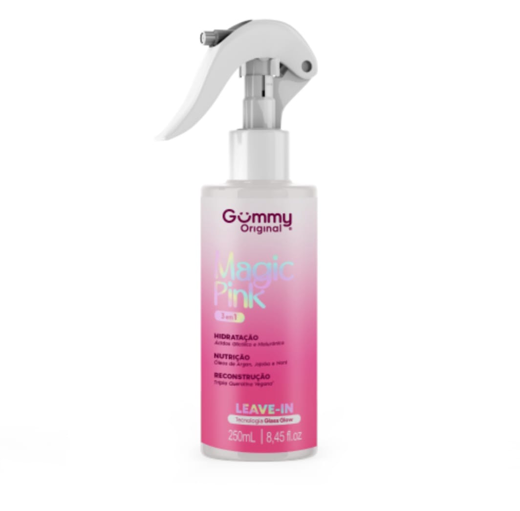 LEAVE-IN MAGIC PINK 3EM1 GLASS GLOW 60ML HIDRATACAO NUTRICAO RECONSTRUCAO GUMMY-NUTRIN