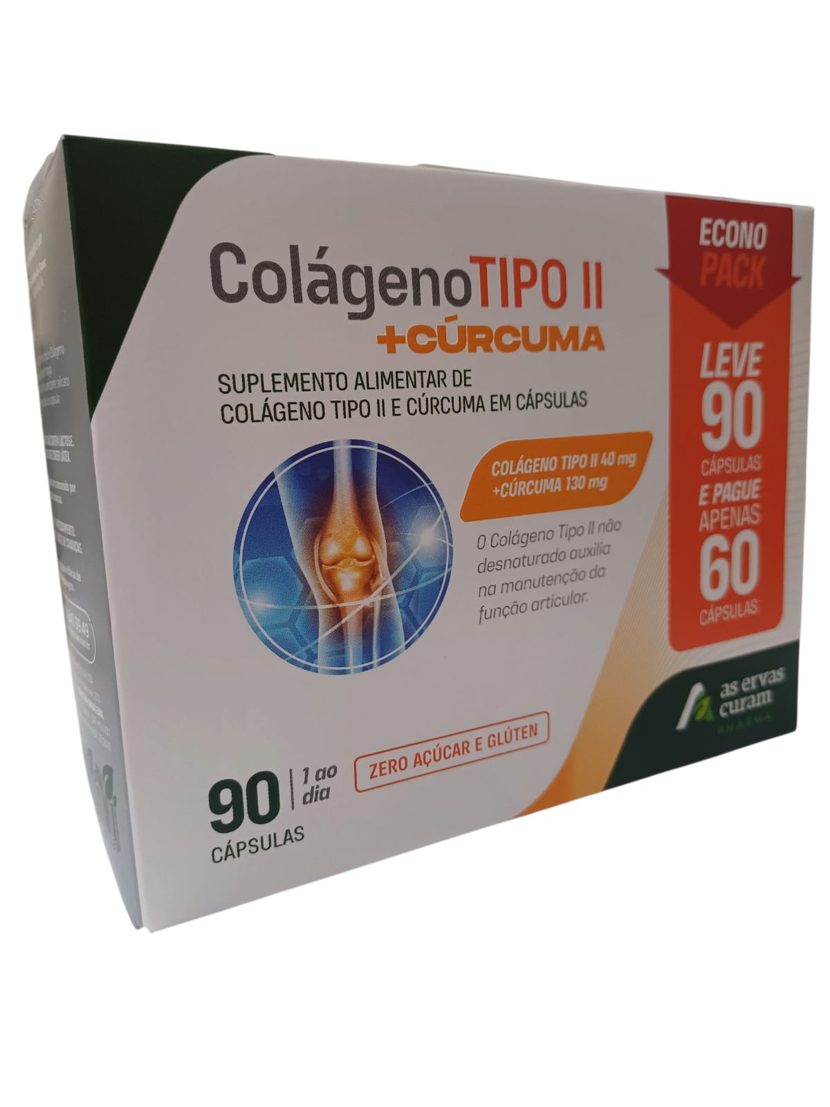 COLAGENO TIPO II 40MG + CURCUMA 130MG L90P60 CAPSULAS - AS ERVAS CURAM