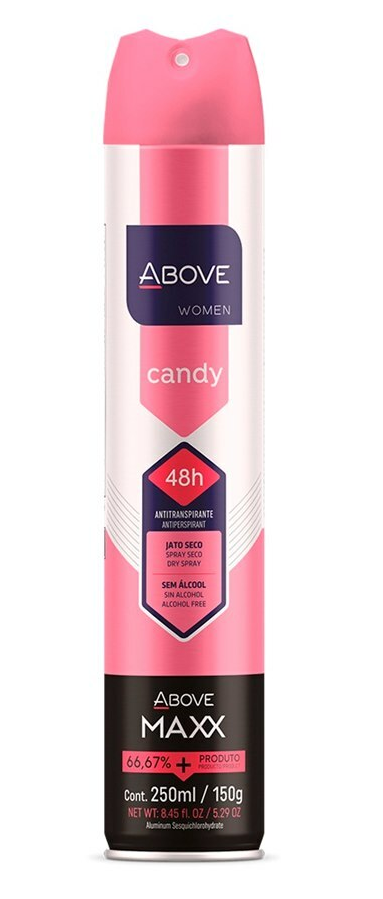 DESODORANTE AEROSSOL MAX CLASS CANDY 250ML WOMEN ANTITRANSPIRANTE 48H - ABOVE