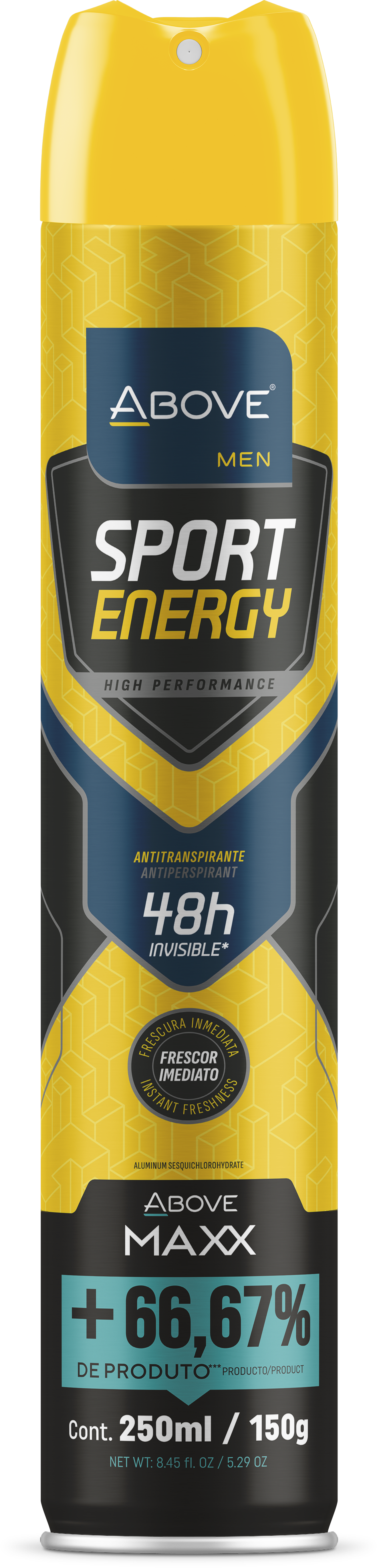 DESODORANTE AEROSSOL MAX SPORT ENERGY 250ML MEN ANTITRANSPIRANTE 48H - ABOVE