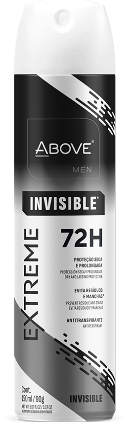 DESODORANTE AEROSSOL EXTREME INVISIBLE MEN 150ML ANTITRANSPIRANTE 72H - ABOVE