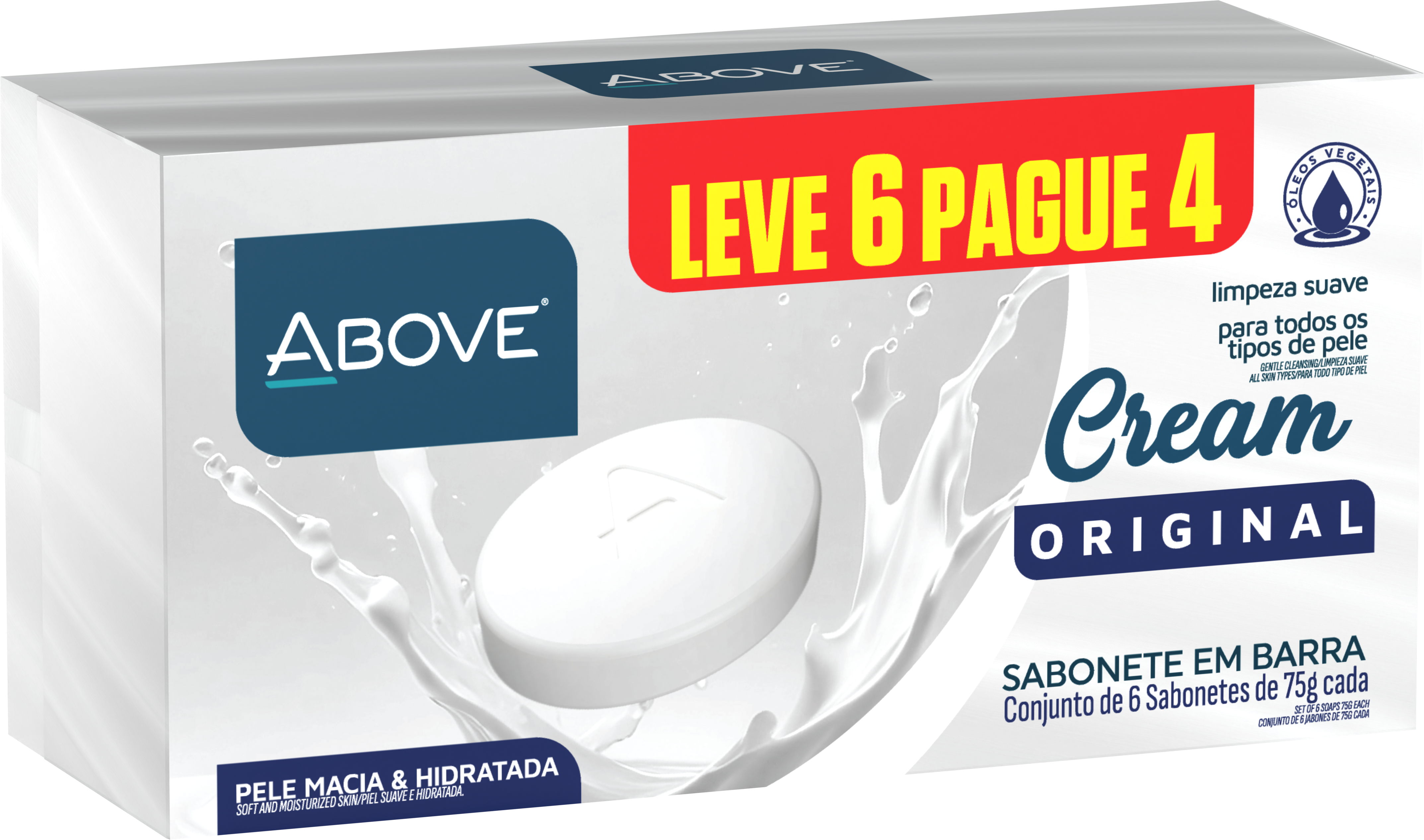 SABONETE EM BARRA CREAM ORIGINAL L6P4 UN 75G CADA - ABOVE