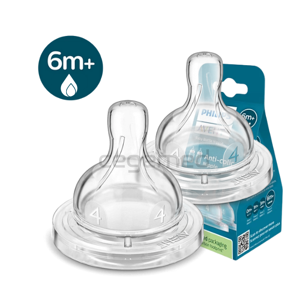 BICO DE MAMADEIRA ANTI-COLIC N.6 6M+ 2UN FLUXO DE LIQUIDOS ESPESSOS SCY766/02 - AVENT