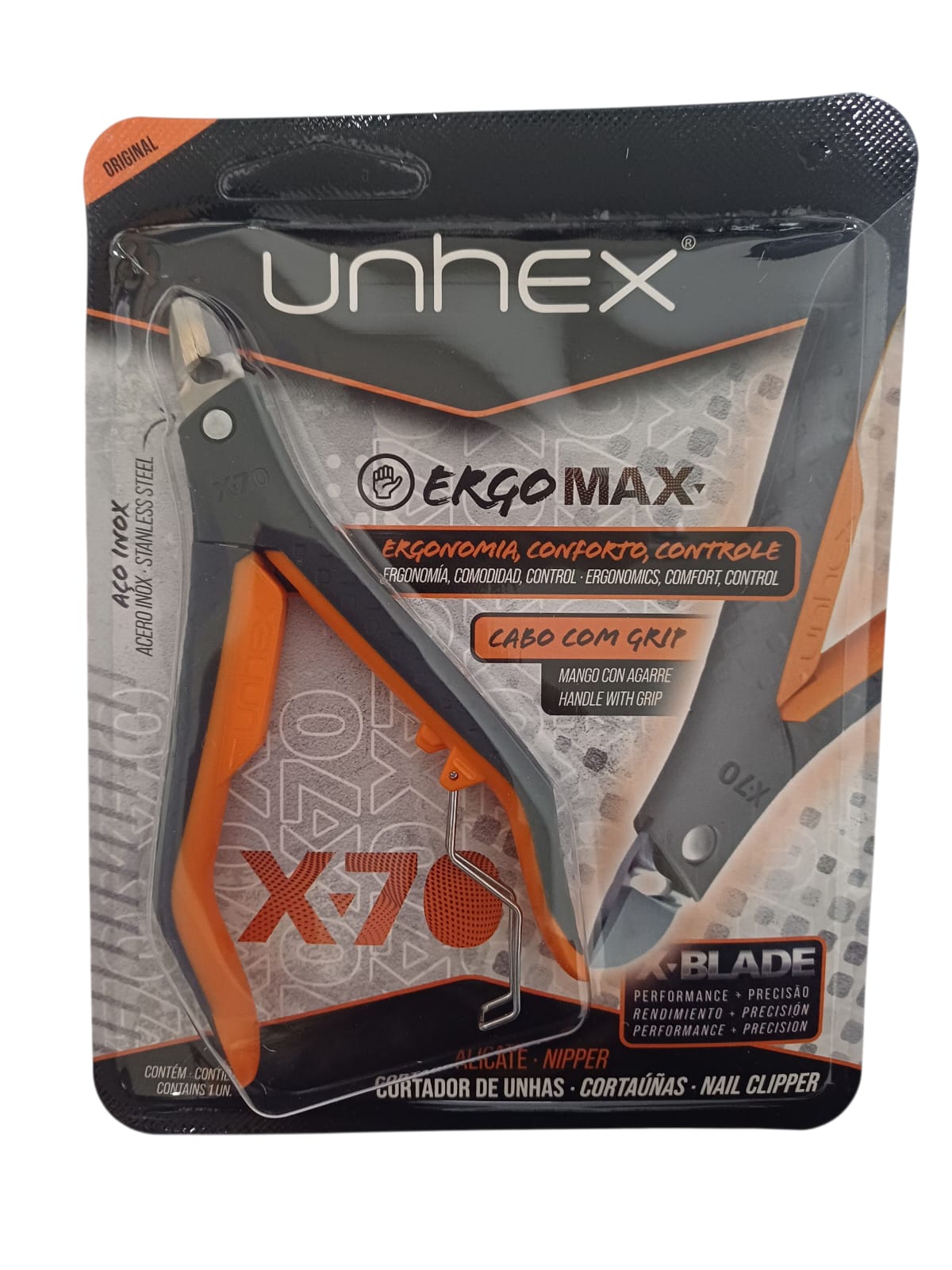 ALICATE PARA UNHAS ERGO MAX X-70 UNHEX COR LARANJA - MERHEJE