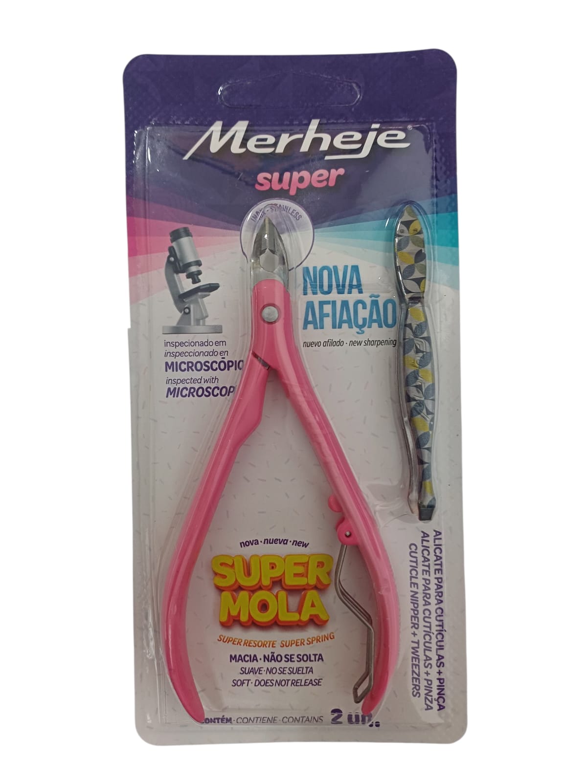 ALICATE PARA CUTICULAS COM PINÇA DEC UN BASIC ROSA - MERHEJE