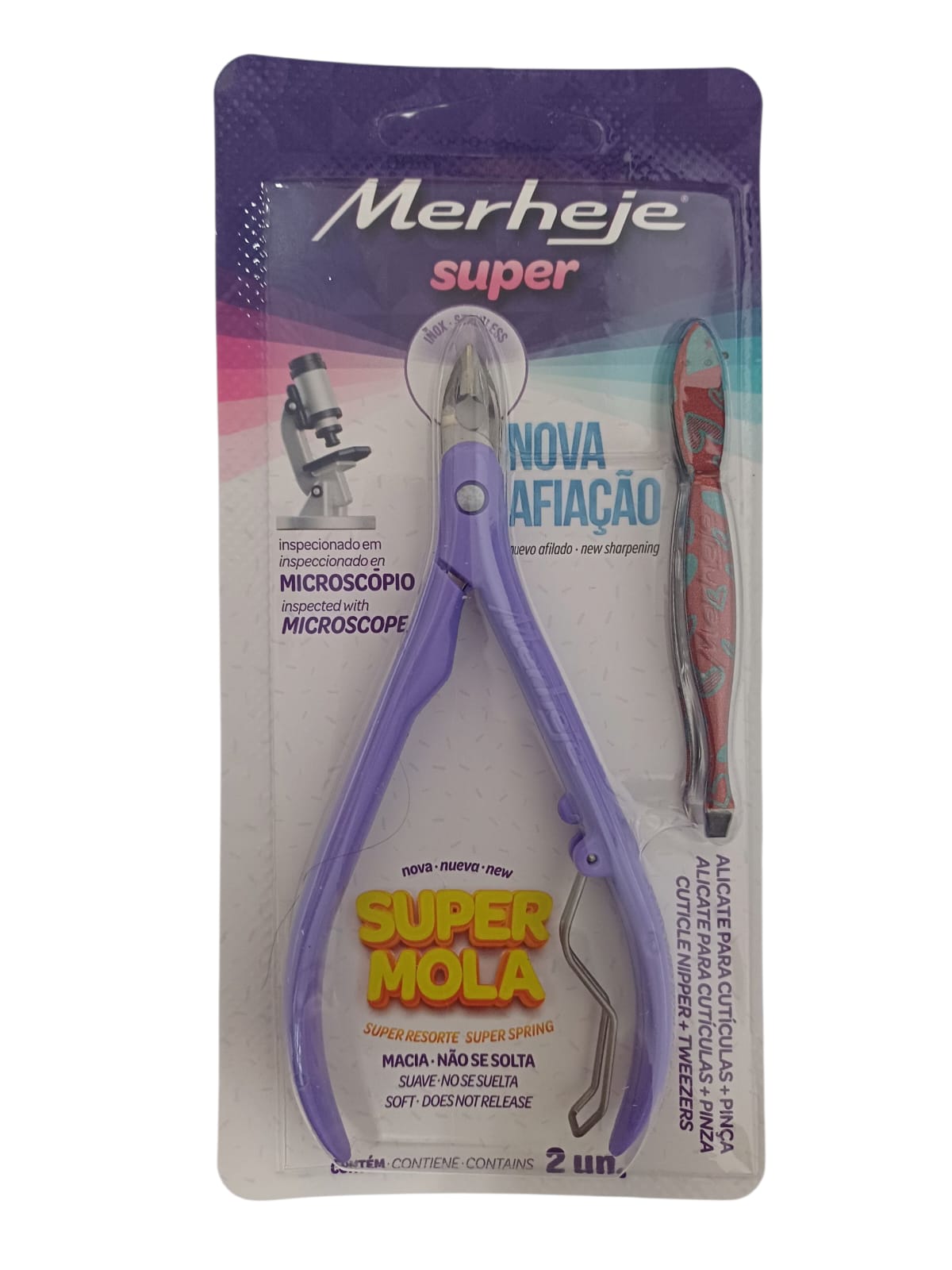 ALICATE PARA CUTICULAS COM PINÇA DEC UN BASIC LILAS - MERHEJE