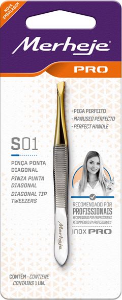 PINÇA DEPILATORIA PONTA DOURADA S01 1UN PROFISSIONAL - MERHEJE
