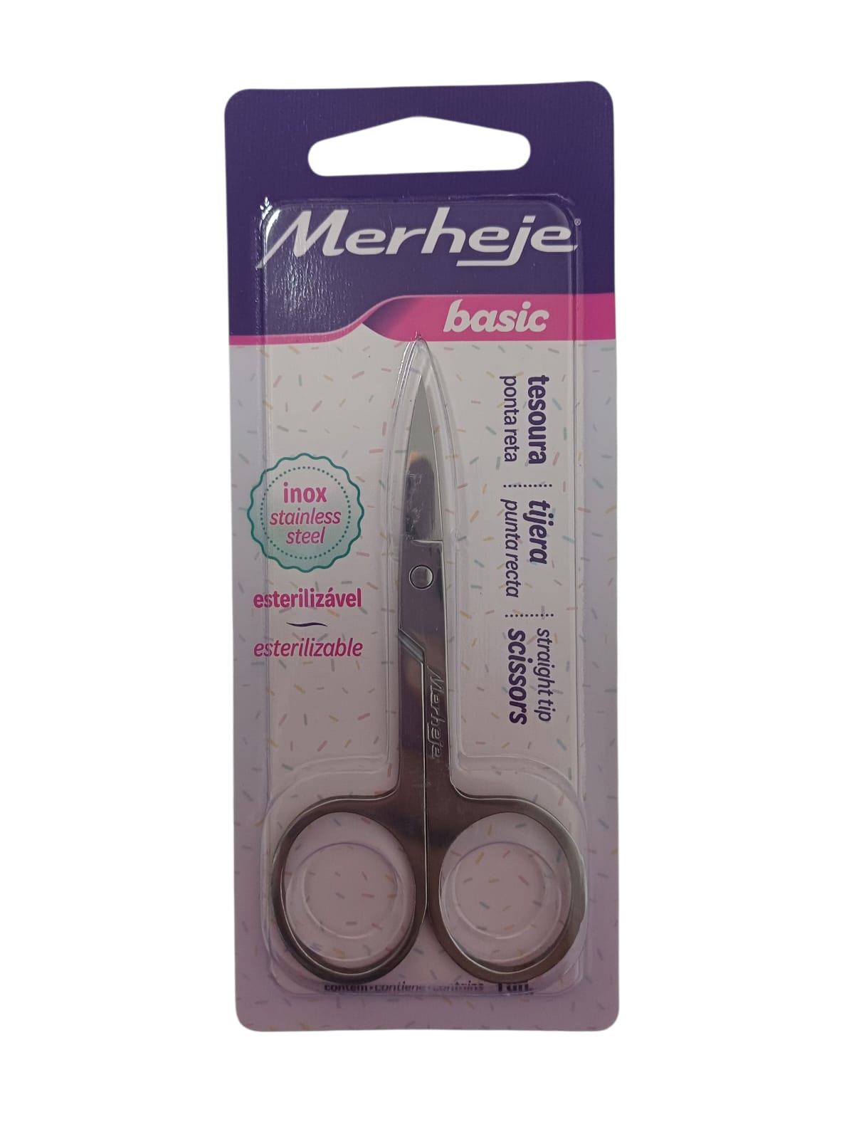 TESOURA PARA UNHAS PONTA RETA AÇO INOX 3,5 BASIC - MERHEJE