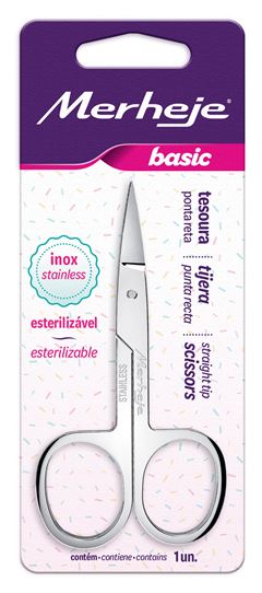 TESOURA PARA UNHAS PONTA RETA AÇO INOX 3,5 BASIC - MERHEJE