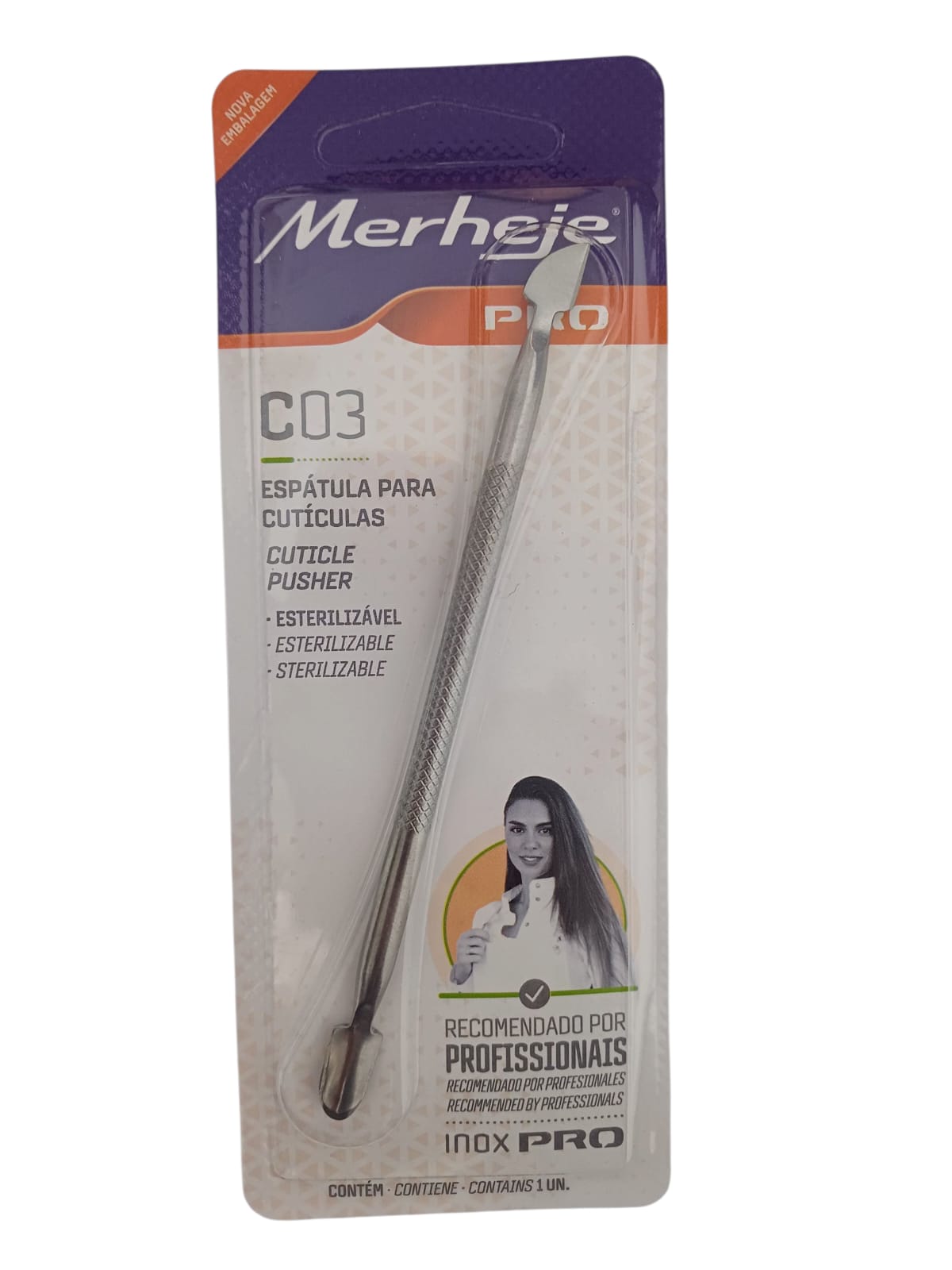 ESPATULA PARA UNHAS INOX PRO C03 1UN PROFISSIONAL - MERHEJE