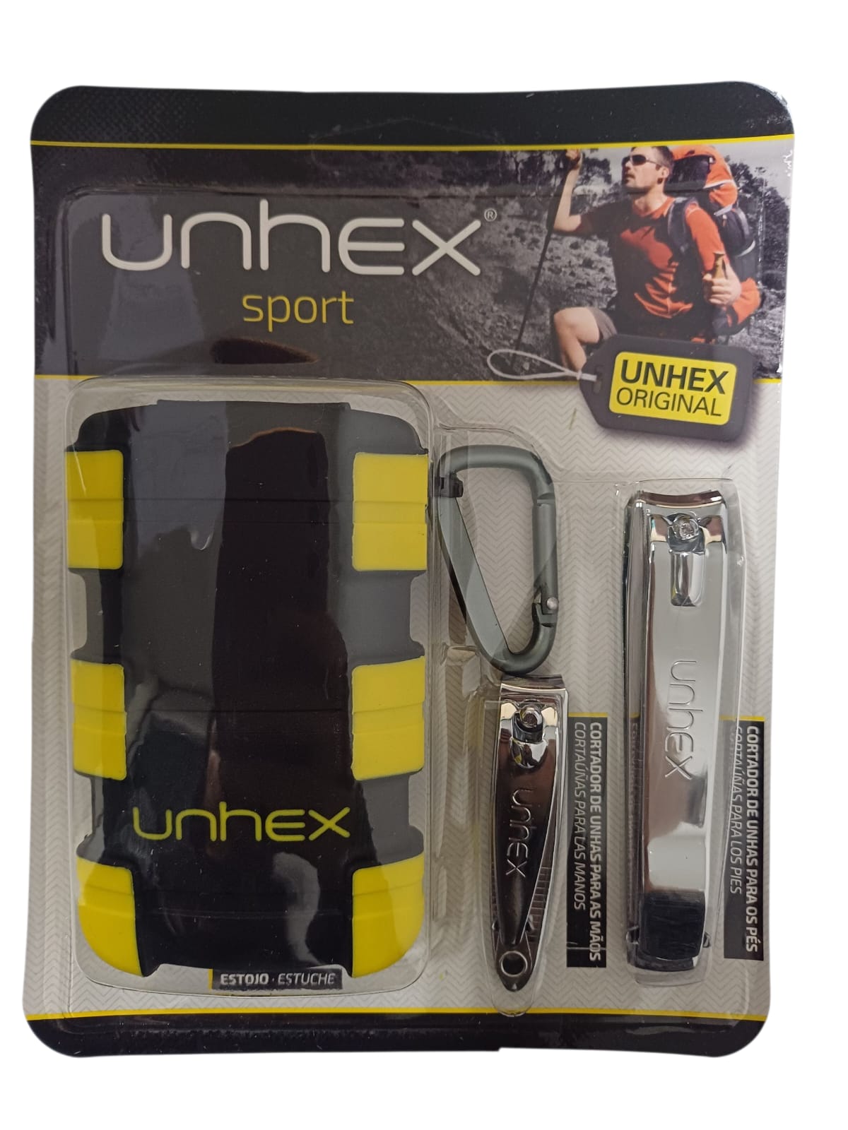 ESTOJO + 2 CORTADOR DE UNHAS + MOSQUETAO UN AMARELA SPORT UNHEX - MERHEJE