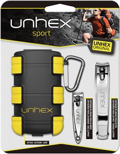 ESTOJO + 2 CORTADOR DE UNHAS + MOSQUETAO UN AMARELA SPORT UNHEX - MERHEJE