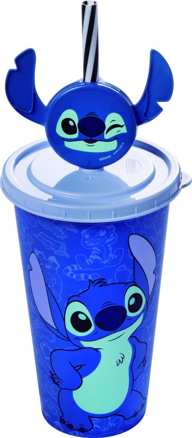 COPO DE PLASTICO COM CANUDO E PINGENTE INFANTIL REFRI STITCH 500ML - PLASUTIL