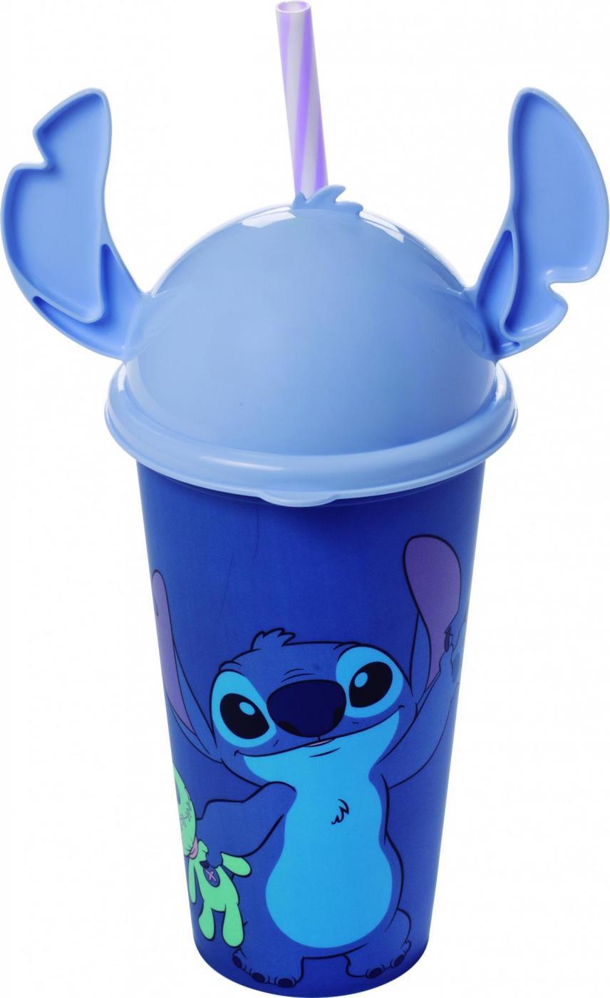 COPO PLASTICO COM CANUDO E TAMPA LUDICA REFRI INFANTIL STITCH 500ML - PLASTISUL