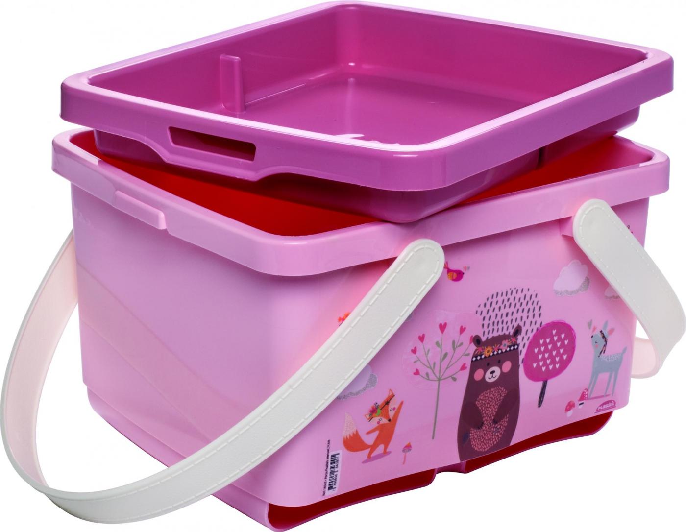 ORGANIZADOR DE PLASTICO PORTA FRALDA DESCARTAVEL DECORADA ROSA INFANTIL -PLASUTIL